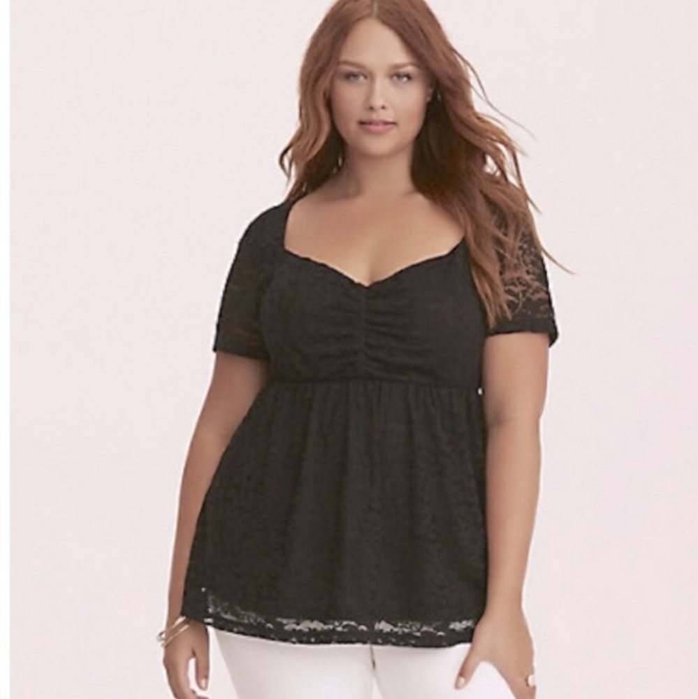 Vintage Torrid Black Lace Babydoll Top